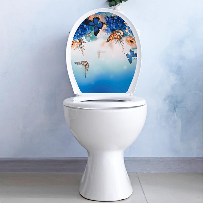 Waterproof Butterfly Wall Stickers Toilet Sticker Decorative Kitchen Stickers Bathroom Vinyl Decals Christmas Decoration
