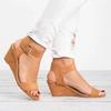 Übergröße Damen Peeptoe Keilsandalen - Einfarbig, Europäisch/Amerikanischer Stil, Offene Zehenpartie, Einriemen-Schnalle, Hoher Absatz, Outdoor-Bekleidung, Größe 43
