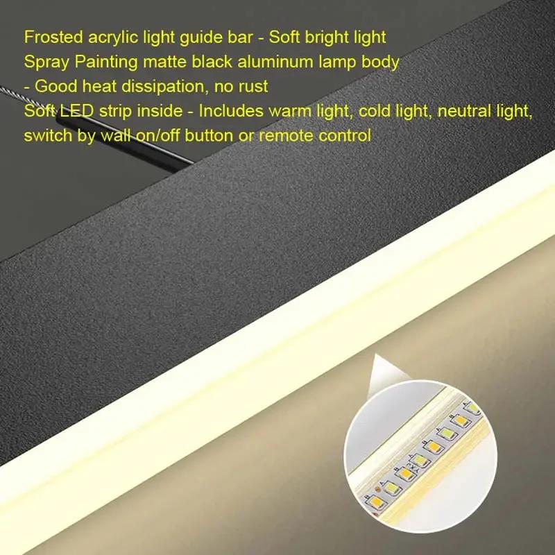 Simple LED square pendant light dining rooms bedrooms living rooms attic Nordic home decor black aluminum lighting fixtures