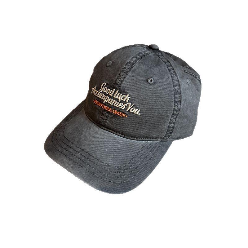 Vintage Letter Embroidered Baseball Cap With Curved Brim For Casual Summer Wear