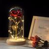 The  Gold-plated Red Rose with LED Light In Glass Dome for Wedding Party Mother's Day Gift