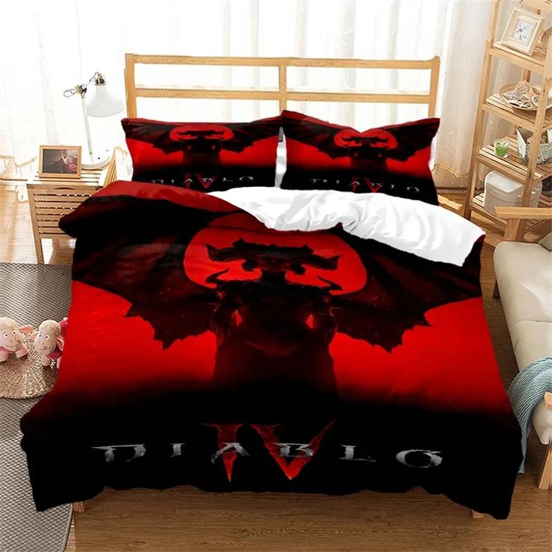3D Print Game Diablo Bedding Set,Duvet Cover Comforter Bed Set Quilt Cover Pillowcase,King Queen Twin Size Boys Girls Adultse