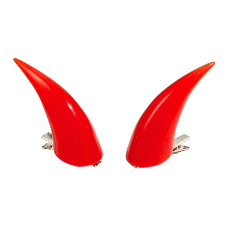 2PCS Devil Horn Hair Clip Set for Adult Kids Novelty Dark Series Horn Side Clip Party Stage Performances Costume Hairpin