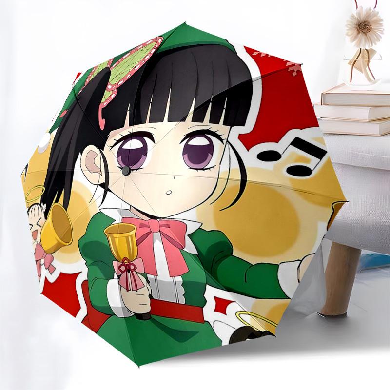 

1pc Christmas Elf Bell Wearing Raincoat with Automatic Opening and Closing Umbrella, Portable Three-Fold Design, 8-Bone Iron Frame Outdoor Umbrella, F