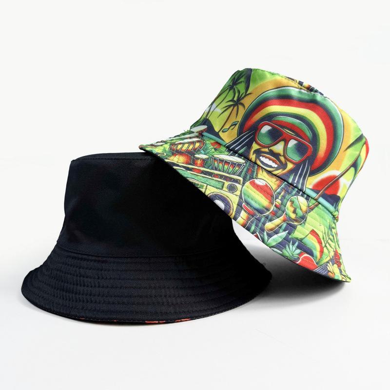 Hot-selling double-sided wearing ethnic style printed bucket hat men's and women's outdoor sun protection visor hip-hop trend basin hat
