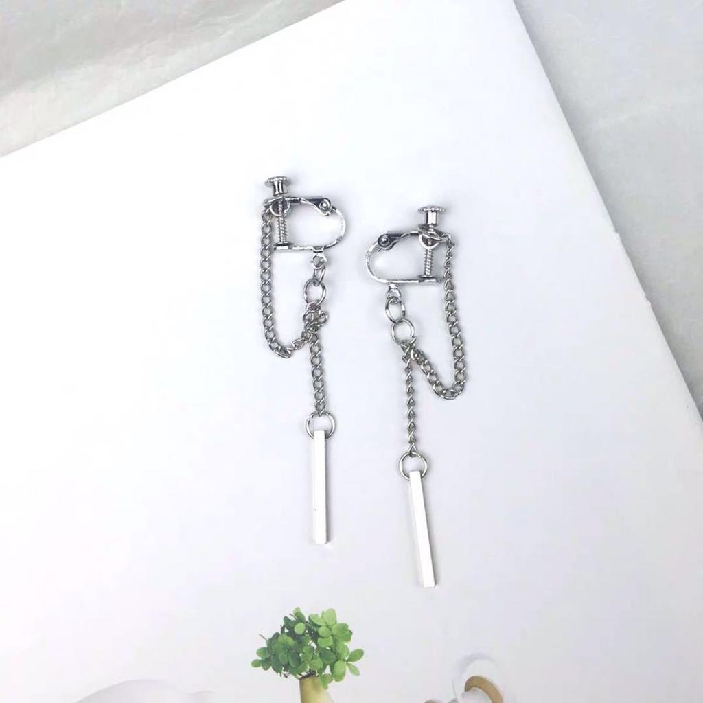 Korean personality trend cold wind Internet celebrity earrings chain fringed earrings temperament punk hipster earrings earclip