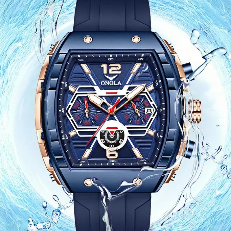 ONOLA Large Plate Design Men's Multifunctional Waterproof Quartz Watch Luminous Calendar Three Eye Timing Student Sports Watch