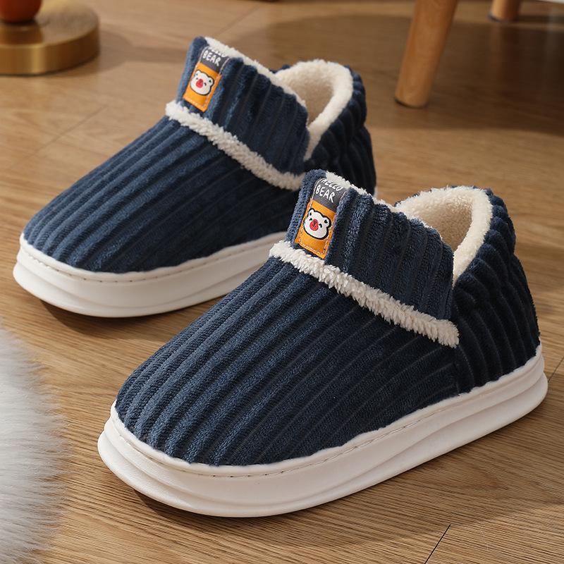 Cotton Shoes for Men and Women In Winter, with A Bag Heel and Velvet for Indoor Warmth, Thick Soled Cotton Shoes for Men