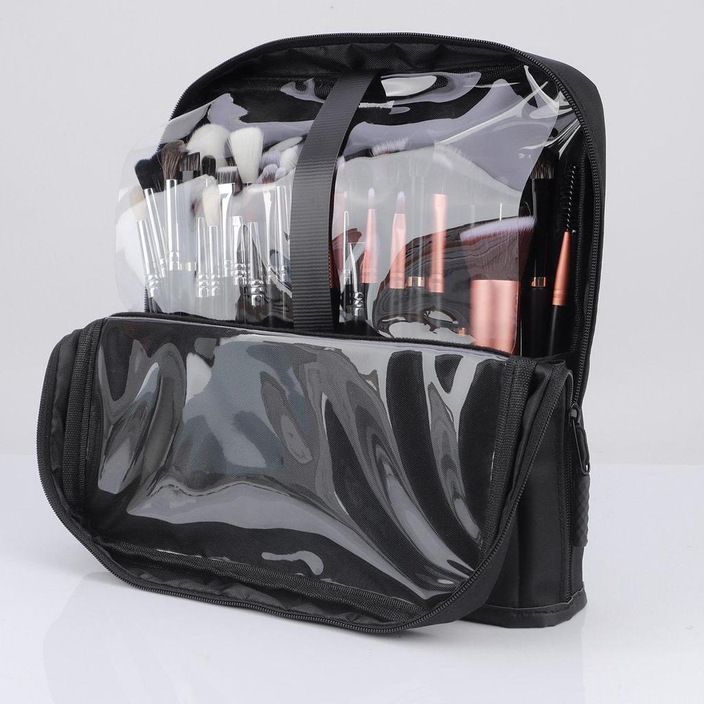 Portable Foldable Makeup Brush Bag with Stand-Up Design