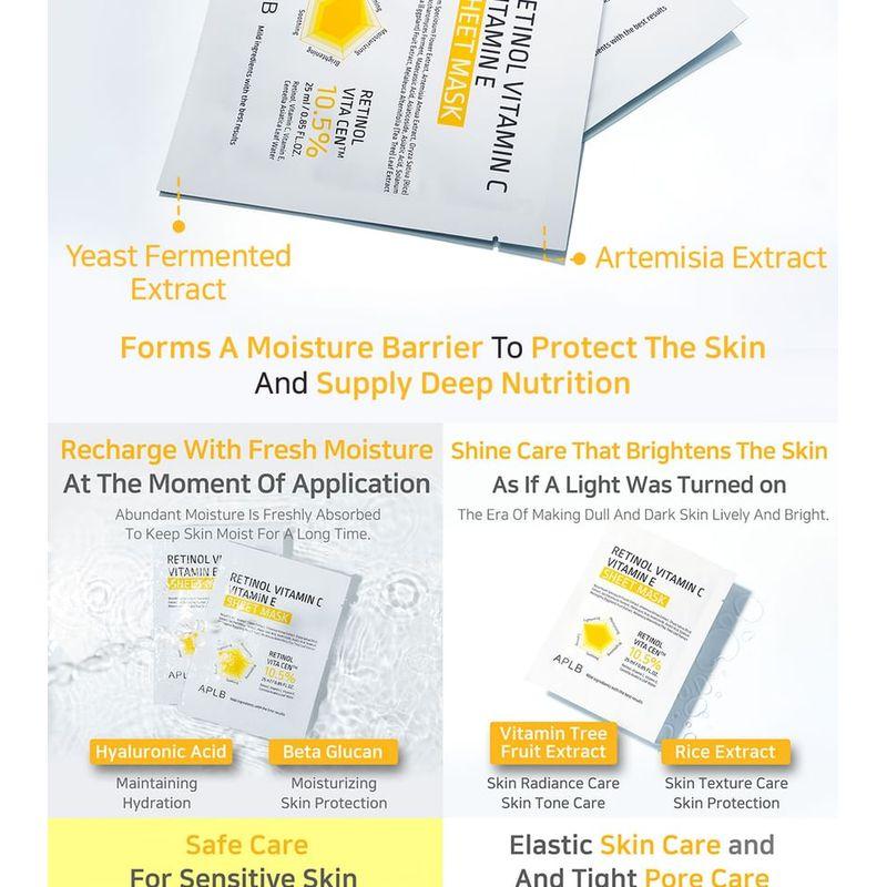 APLB Retinol Vitamin C Vitamin E Sheet Mask Set