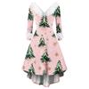 Women's Fashionable Casual Fitted Christmas Print Party Long-Sleeved Dress