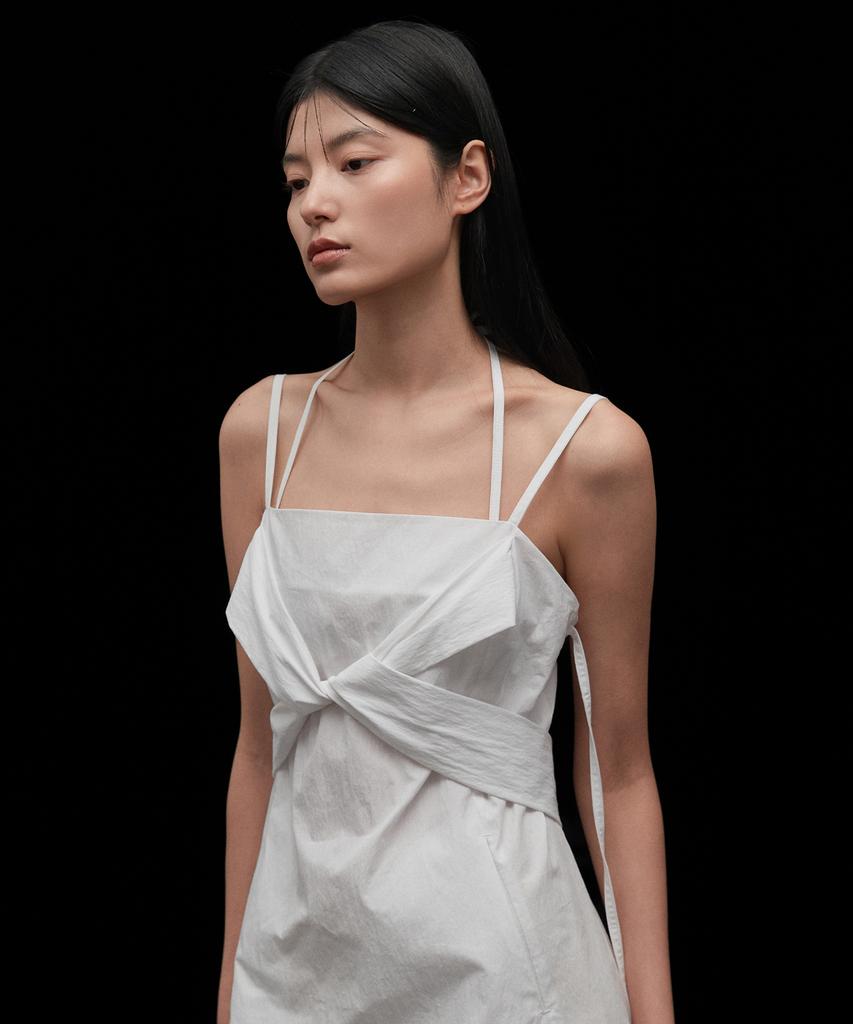 Biscuit Shop Band Detail Slip Dress (White)