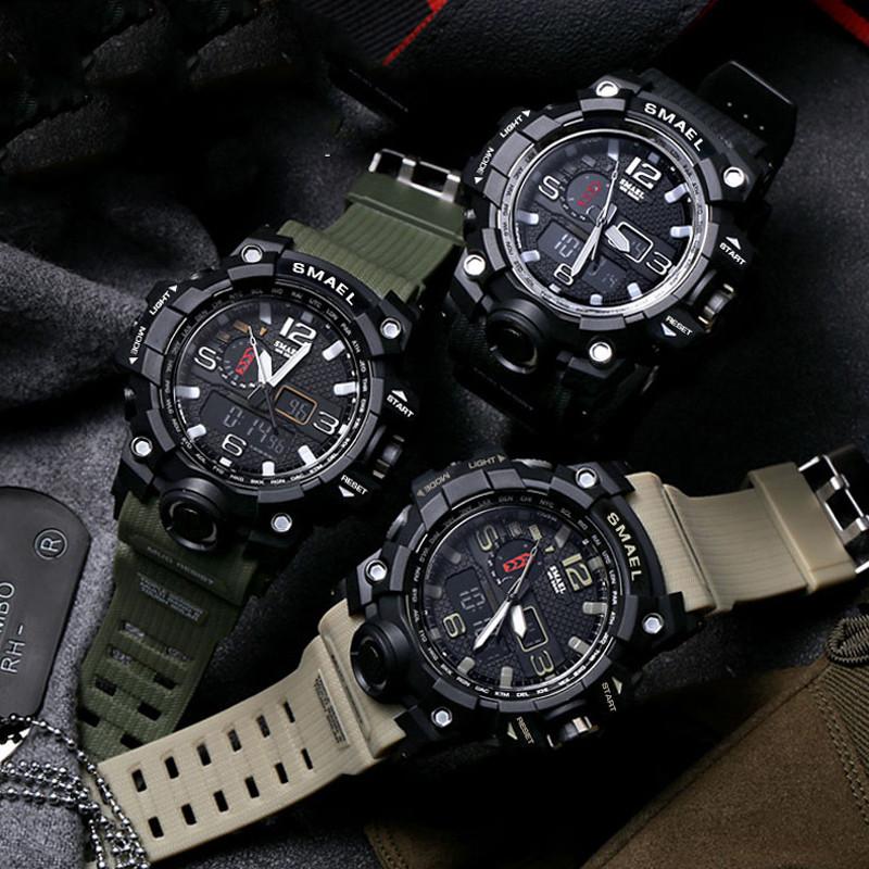 Robuste Smael Herren Militäruhr Leuchtend Alarm Sport Armbanduhr Langlebig 50m Wasserdicht