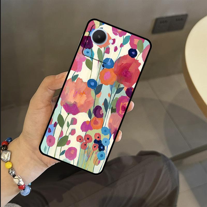 Buntes Blumenmalerei Kunstetui Für Realme C63 C61 C55 C51 C53 C25 C65 C67 C71 C75 GT6 GT7 Pro 11 12 13 14 15 Pro Plus