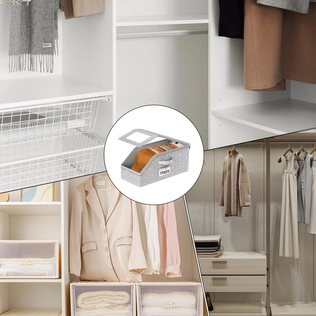 Stackable Hat Organizer Box Holds 24 Baseball Caps Space Saving Dustproof Caps Storage Container for Closet Shelf Organization