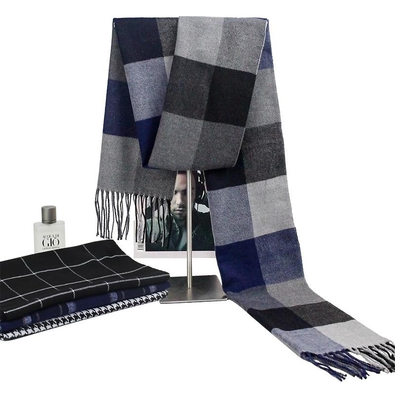 Autumn And Winter Scarves Imitation Cashmere Warm Men'S Plaid Scarf Manufacturers