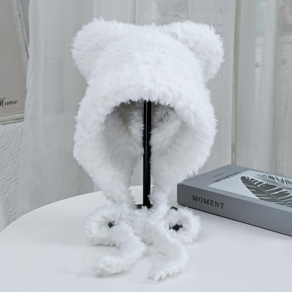 Die neue Katzenohren-Doppelschwanz-Plüsch-Strickmütze für Herbst und Winter ist niedlich, modisch, warm, ohrenschützend und gesichtsbetonend. Kleine Wollmütze