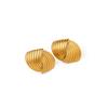 Elegant 18K Gold Fan-Shaped Cross Stud Earrings - Retro Striped Design, Versatile and Styled for Women