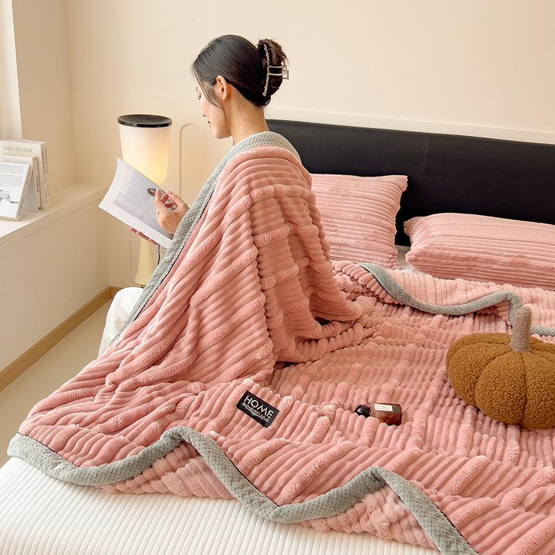 

Class A Thickened Flannel & Milk Velvet Blanket - Coral Fleece Nap/AC Cover Custom Size/Random Color 60x16mm рожевий