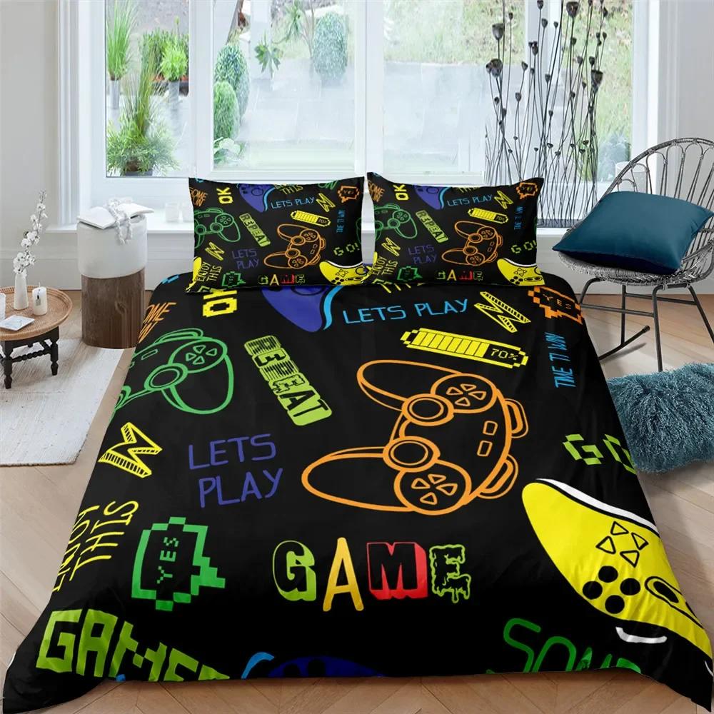 Pcs Gamer Cover Digital Print Polyester Bedding Sets Child Kids Covers Boys Bed Linen Set for Teens king size bedding set