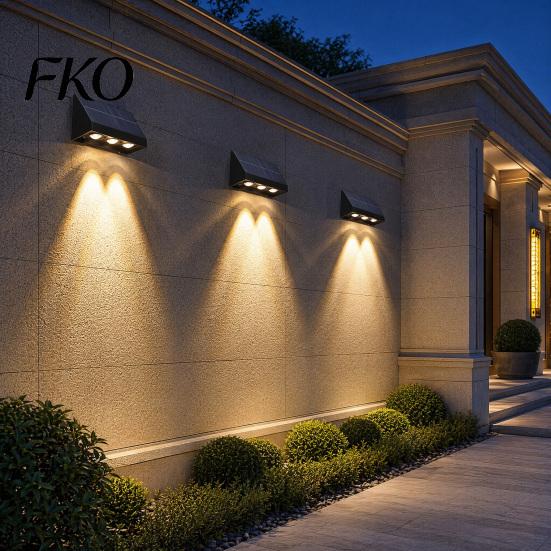 Solar Courtyard Lighting Fence Light, Outdoor Wall Washer Waterproof Large Capacity Battery Lights Lamp, Garden Street Balcony Yard Stairs Decor