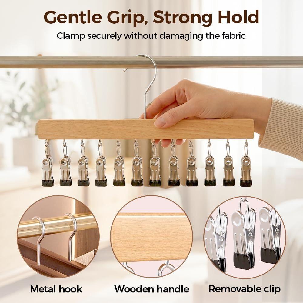 with 10 Clips Closet Organizer 360° Rotating Space Saving Clothes Hanger with 12 Clips Multifunctional Free Grip Hanging Rack