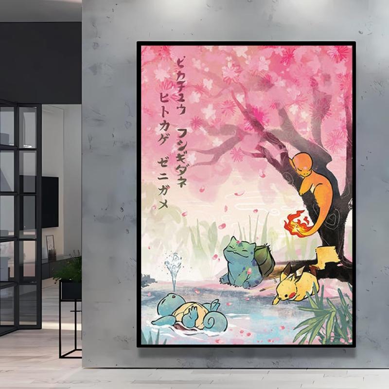 Canvas Artwork Painting Pokemon Pikachu Picture Home Decor Classic Character Images Spray Painting Home Decor Holiday Gift