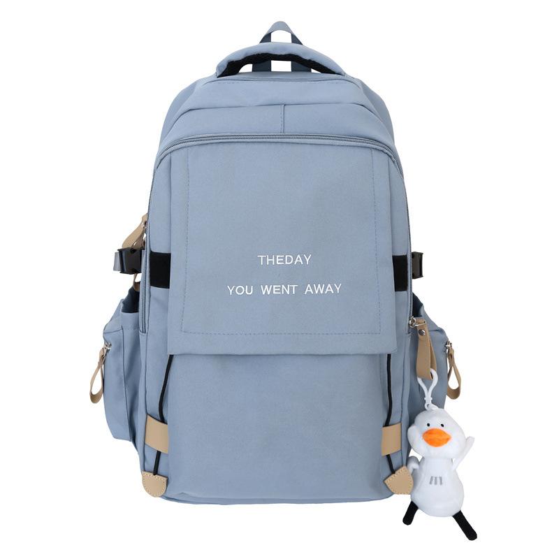 

Новый повседневный рюкзак, для студентов и студенток, рюкзак большой вместимости с функцией снижения нагрузки, для старшеклассников, простой школьный рюкзак с буквенным принтом Without pendant синий