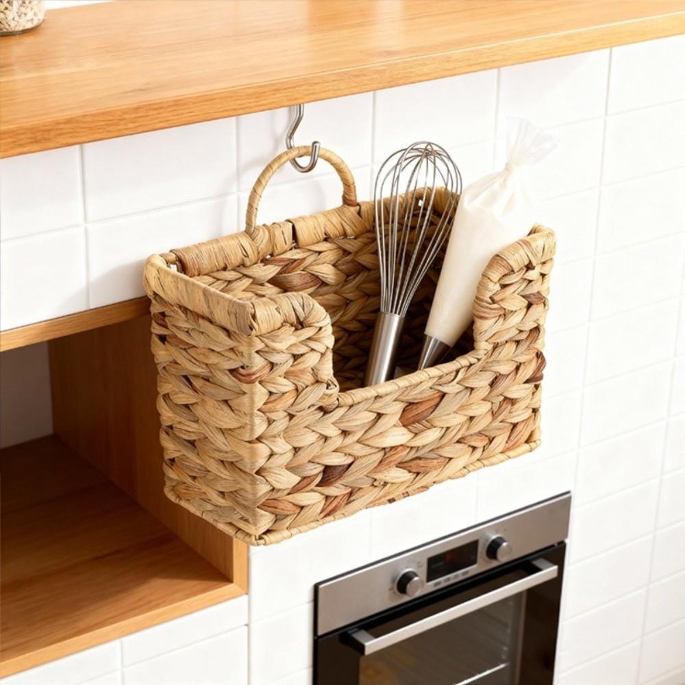 Woven Design Woven Hanging Magazine Holder Handmade Eco-Friendly Storage Basket Decorative Wall Mounted Magazine Rack Office Use