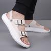 Fashion Summer Soft Soled Comfortable Outdoor Beach Shoes Double Button Open Toe Sandals Two Wearing Methods Breathable Adult Slippers