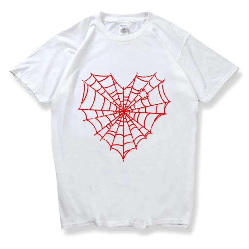 Dark Spider Web Printed Unisexs and Womens Casual Sports Tshirt Couple Modal Fabric Shortsleeved Top Streetwear Graphic Tshirts
