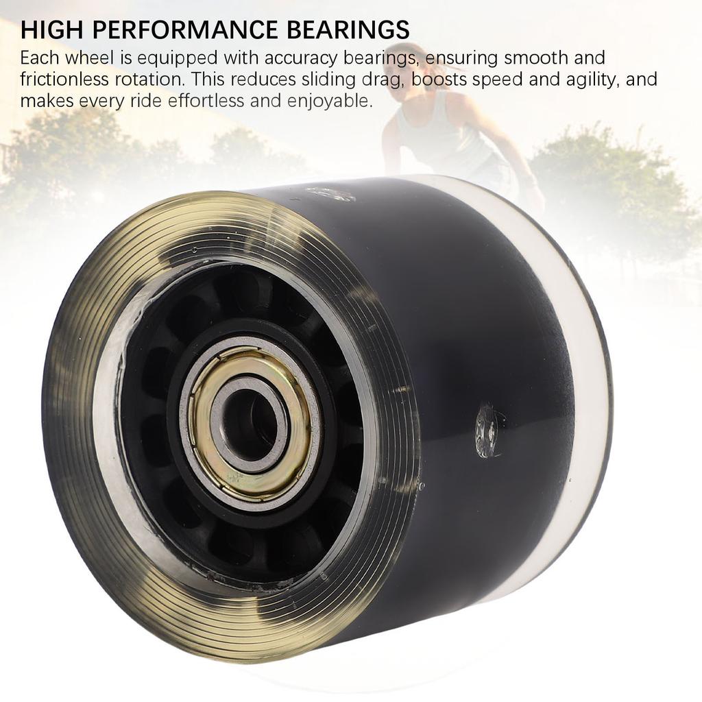 4 PCS Longboard Wheels and Bearings Skateboard Wheels Magnetic Core Friction High Rebound PU 55x45mm Black