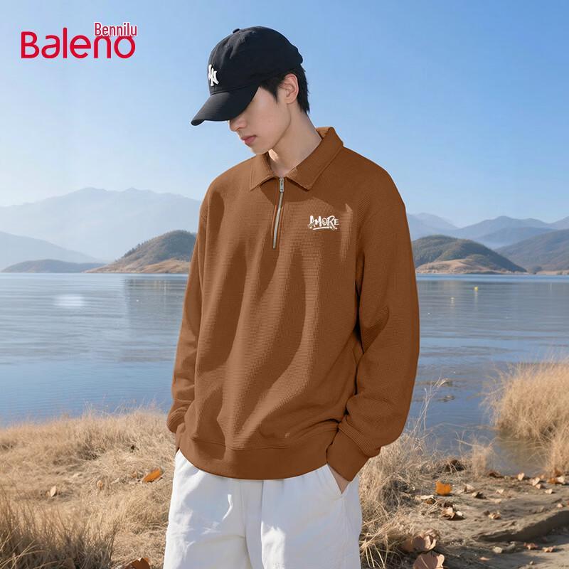 Baleno Men s Waffle Knit Half-Zip Polo Sweatshirt L