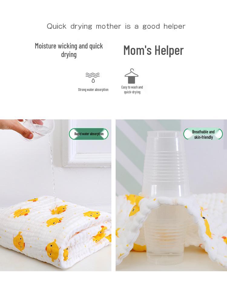 Pure Cotton Four-Layer Gauze Baby Bath Towel and Swaddle Blanket for Newborns