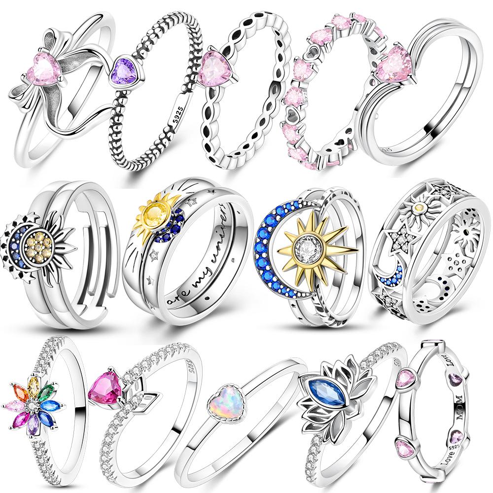 925 Silver Sun Rainbow Ring Butterfly Rings Beaded For Women Original Design Luxury Fine Jewelry Gift Party