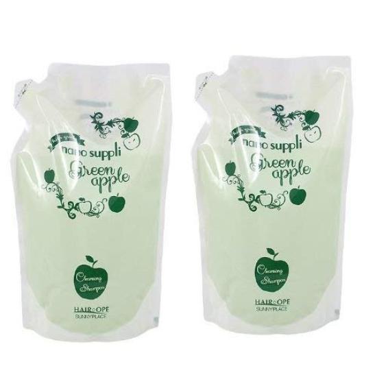 

[Set of 2] Sunny Place Nano Supplement Hair Cleansing Shampoo Green Apple 800ml (Refill)