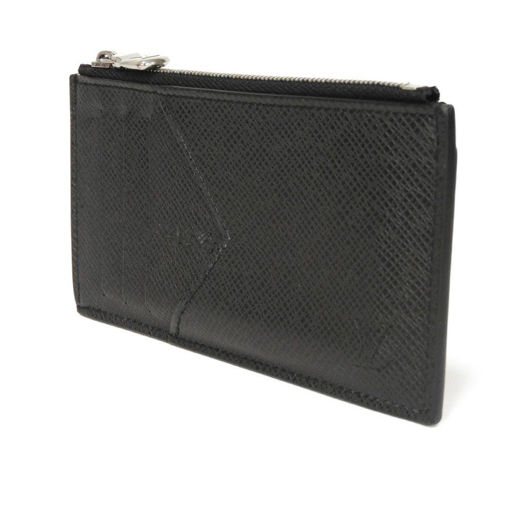 Used 12564 Coin Card Holder M62914 7943 LV Logo Black Card Case Compact Wallet Taiga Noir Men's from Japan AUTHENTIC