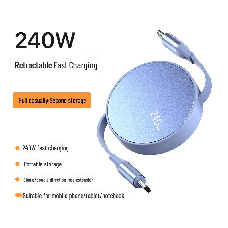 Retractable Dual-Head Fast Charging Cable for Apple & Huawei with Custom Logo