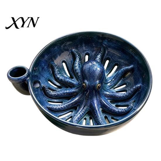 Dekorativer Obstaufbewahrungskorb Oktopus-förmige Beeren-Waschschale mit Abflusslöchern, Retro-Stil Keramik-Sieb, Gemüse für Beeren