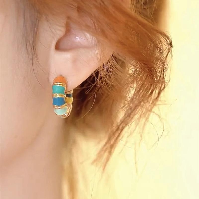 Seven-coloured Enamel Drip Glaze Earrings Heavy-duty Design Heavy Fashion Senior Sense Earrings Trendy Gift Elegant Lady's Accessories Classic Jewelry