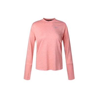 Element Dri-FIT Quick-Dry Fitness Running Printed Crew Neck Long Sleeve T-Shirt Women Tops Quartz-Pink 928742-606