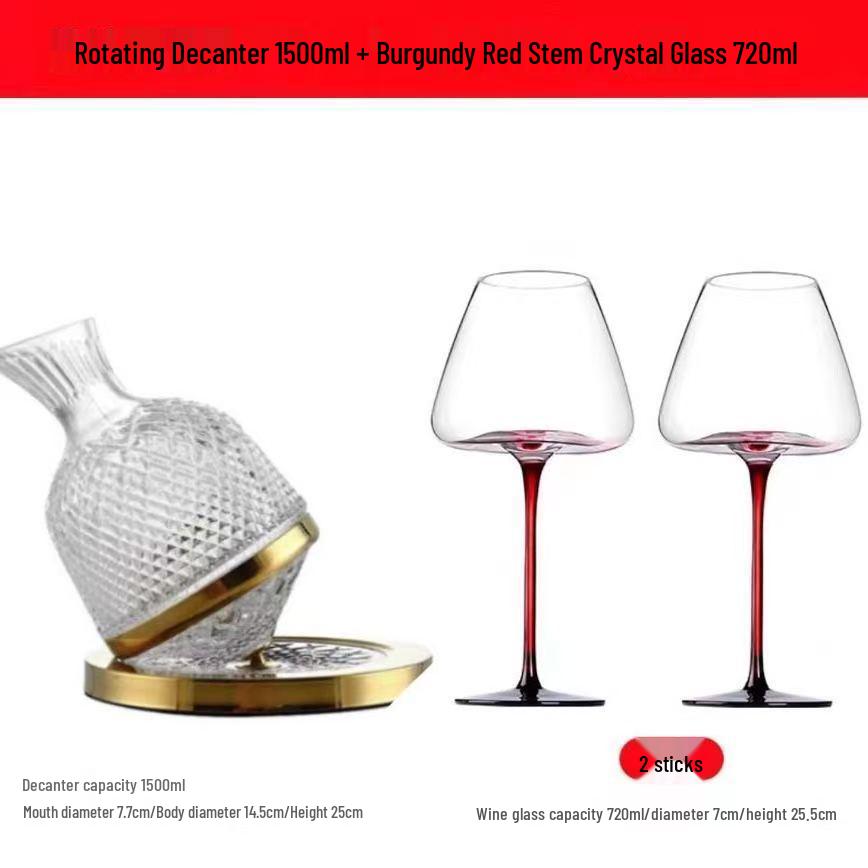 Crystal Wine Decanter Set: Luxury Spinning Glasses Gift Box