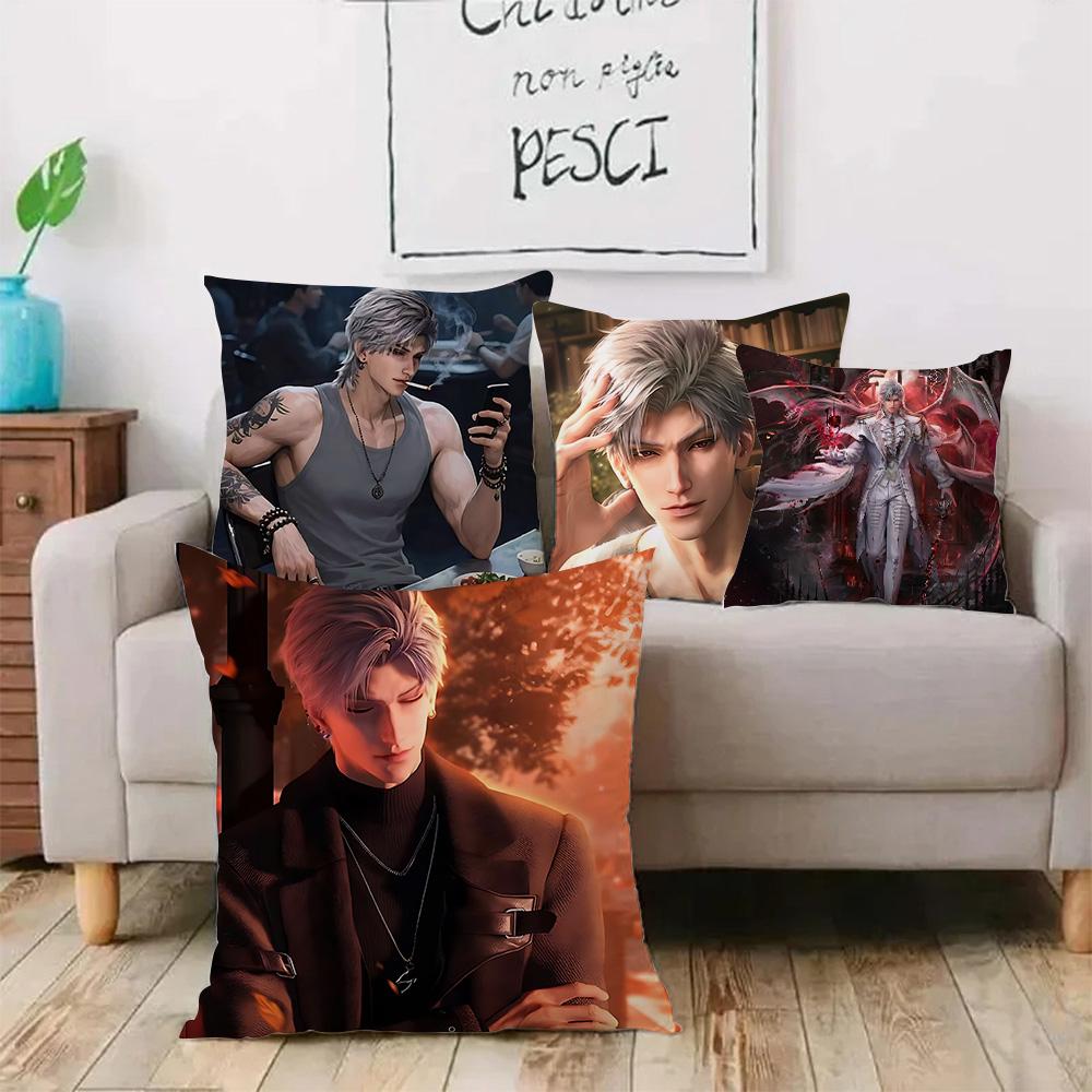 Sylus Love and Deepspace chibiS Pillow Covers Cartoon Sofa Decorative Home Double-sided Printing Short Plush Cute Cushion Cover