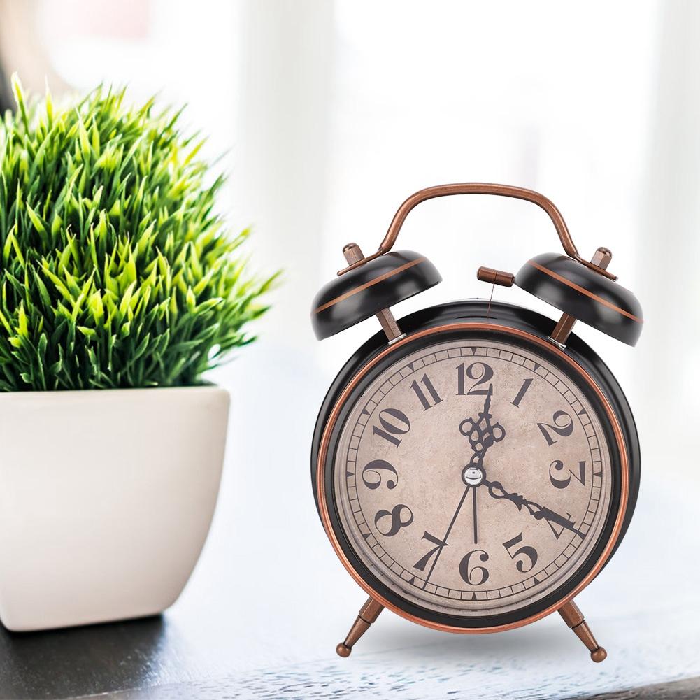4in Retro Alarm Clock Desktop Clock With Night Light Double Twin Bell for Home Use Alarm Clock Desktop Clock Double Bell Clock