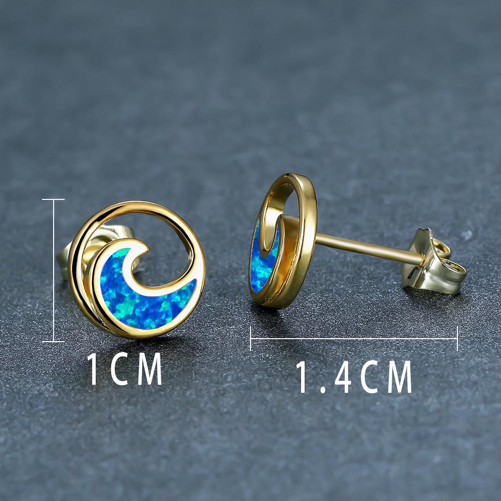 New Fashion Ruili Style Gold Platinum Wave Circle Womens Versatile Earrings
