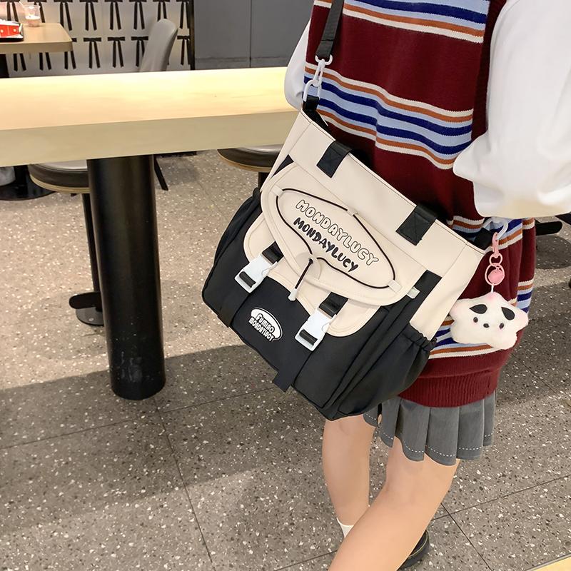 Color Block Shoulder Bag Women's Large Capacity Tote Bag Lightweight Handbag Student Crossbody Bag
