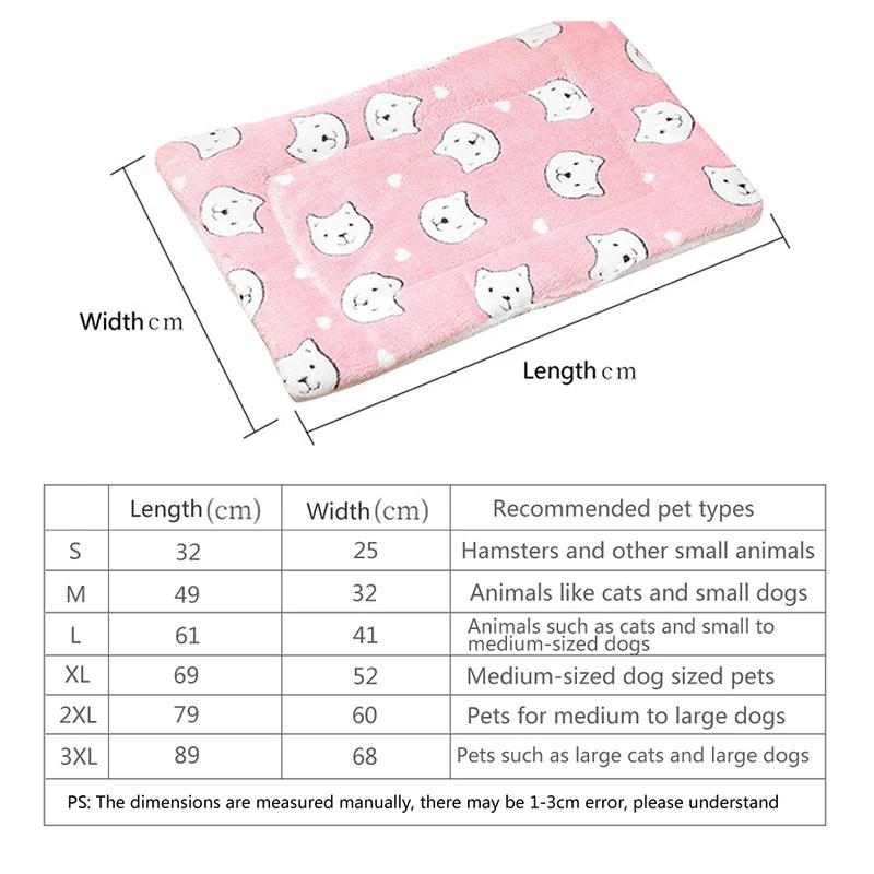 Thicken Cat/Dog Mat Breathable Flannel Cat Sleeping Mat Soft Dog Cushion for Small Dog/Cat Winter Warm Cat Blanket