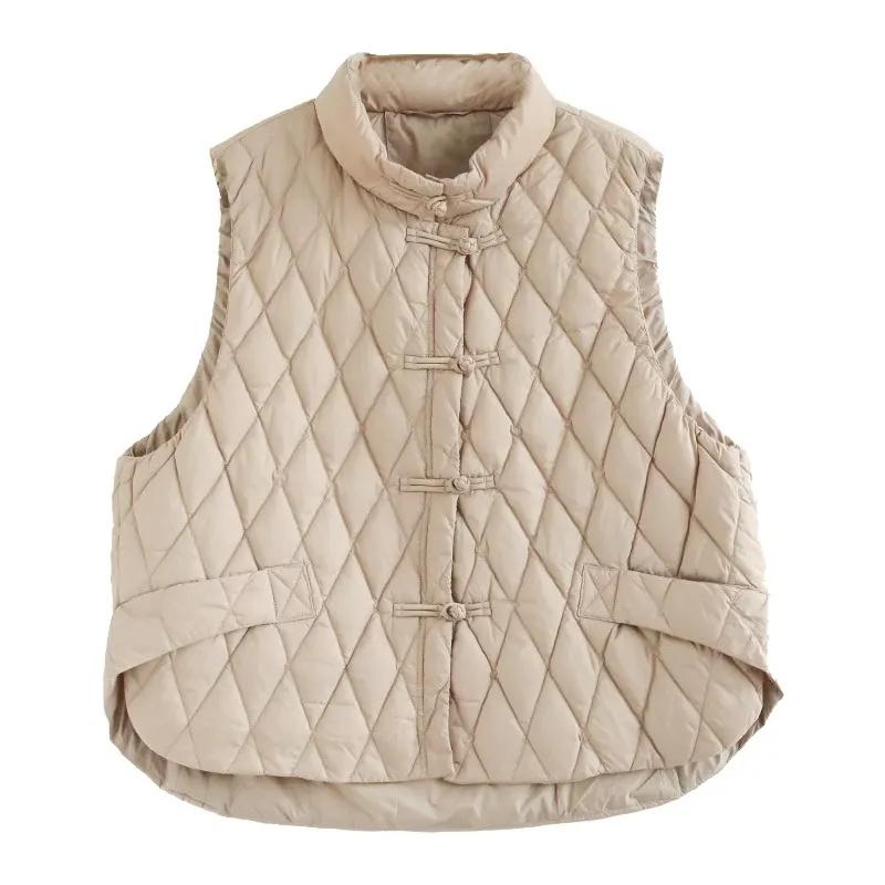 Autumn and Winter Vest for Women Retro  Lightweight Down Cotton Jacket Women Warm Top Padded Puffer Vests  Solid Sleeveless Jackets Casual Parkas