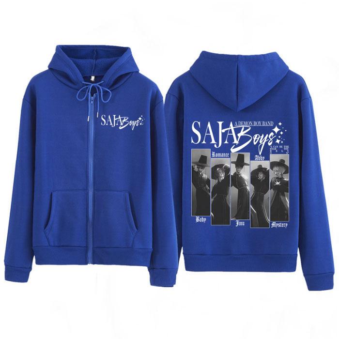

Kpop Demon Hunters Saja Boys Fashion Zip Up Hoodie Men Women Vintage Coats Long-sleeved Loose Casual Oversized Zipper Sportswear XL