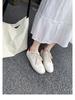 Cowhide Version of Old Leather Round Head Flat Bottom Sports and Leisure Shoes German Training Shoes Women's Board Shoes Lace-up Versatile White Shoes